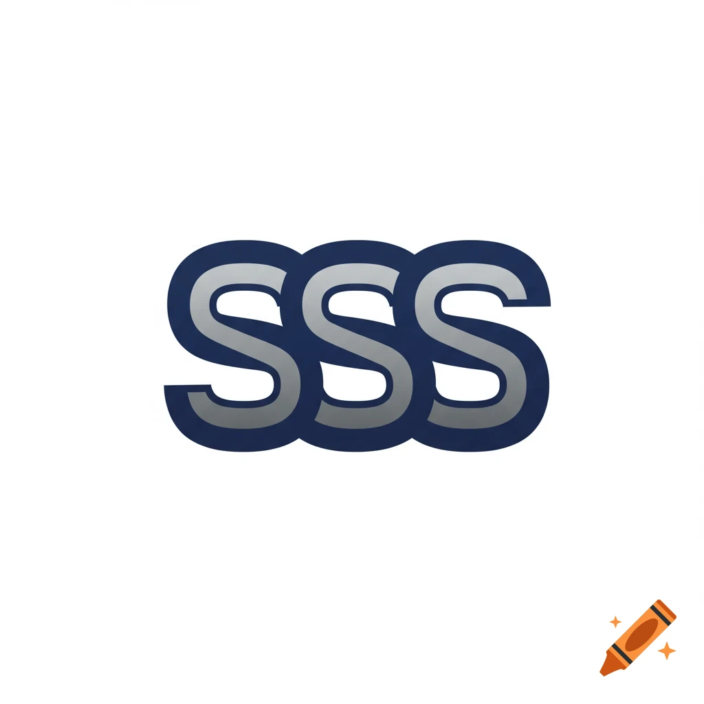 A logo featuring three stylized letters 'SSS' in silver with a dark blue outline on a white background.