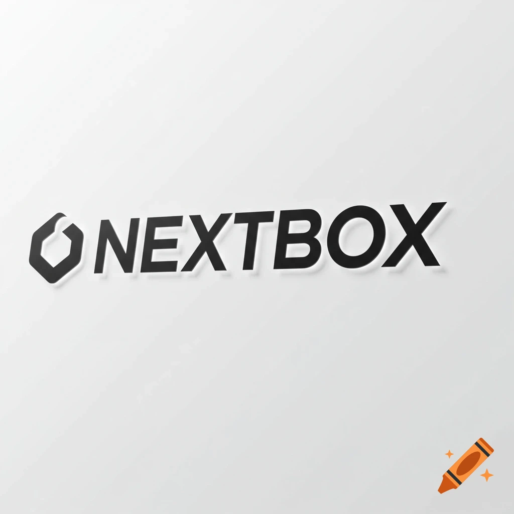 Black logo shape and text 'NEXTBOX' on a white background
