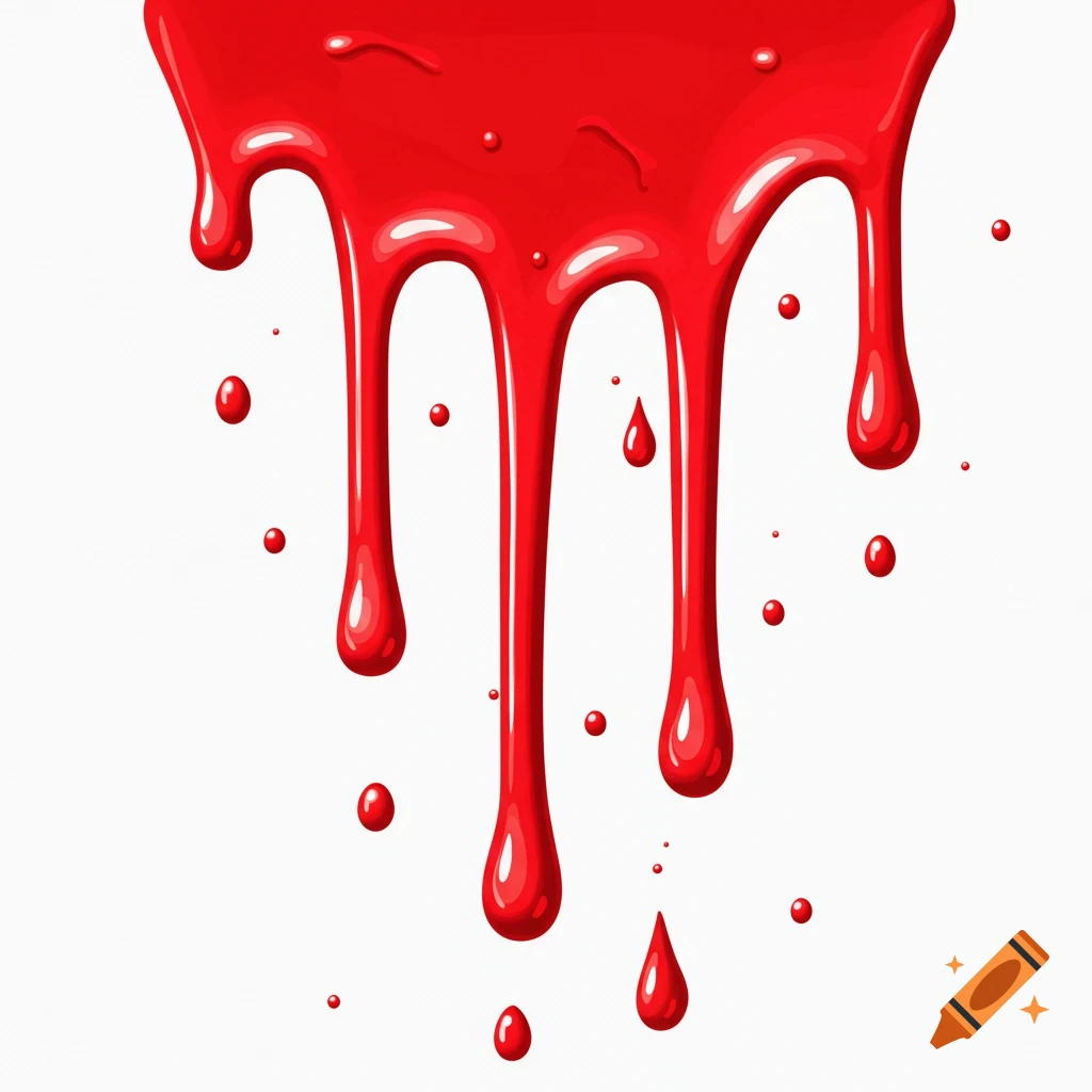 Red liquid dripping down