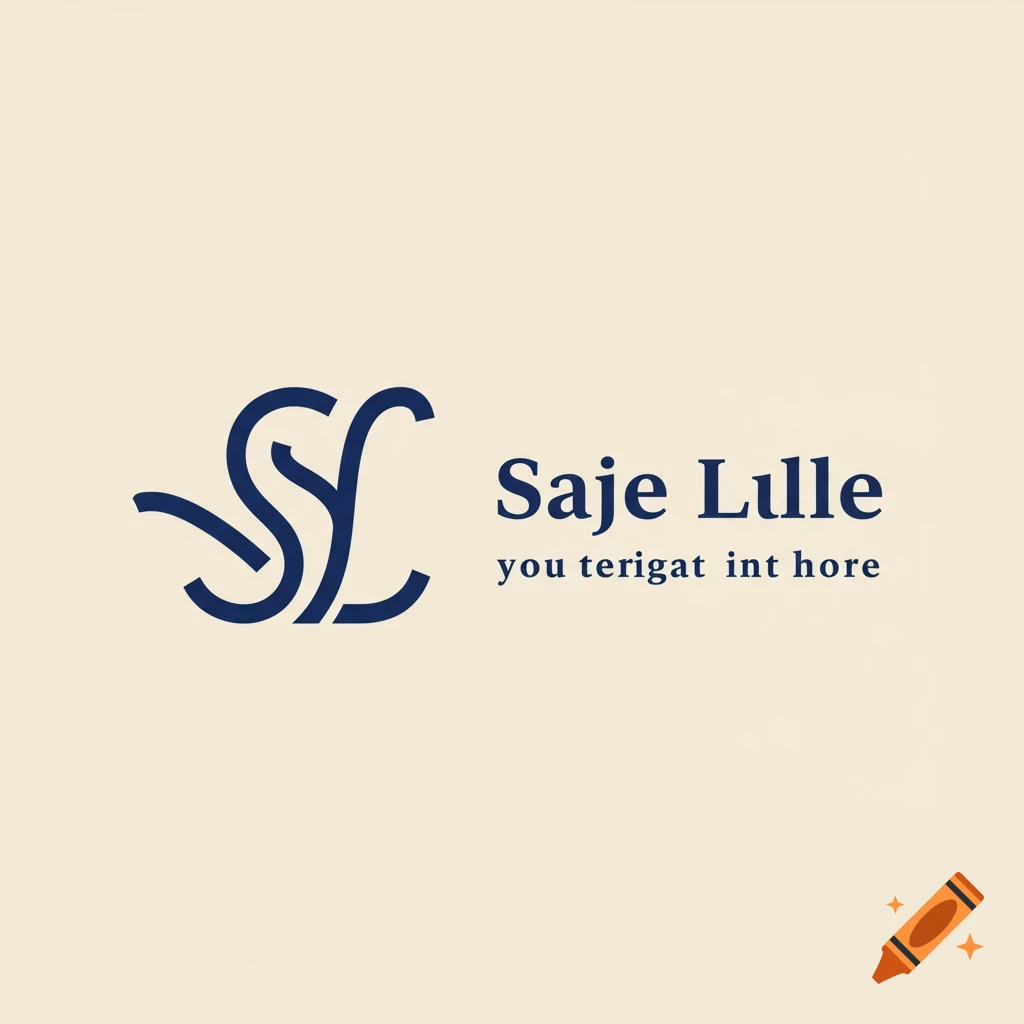 A stylized logo symbol next to the text "Saje Lulle" and illegible text below.