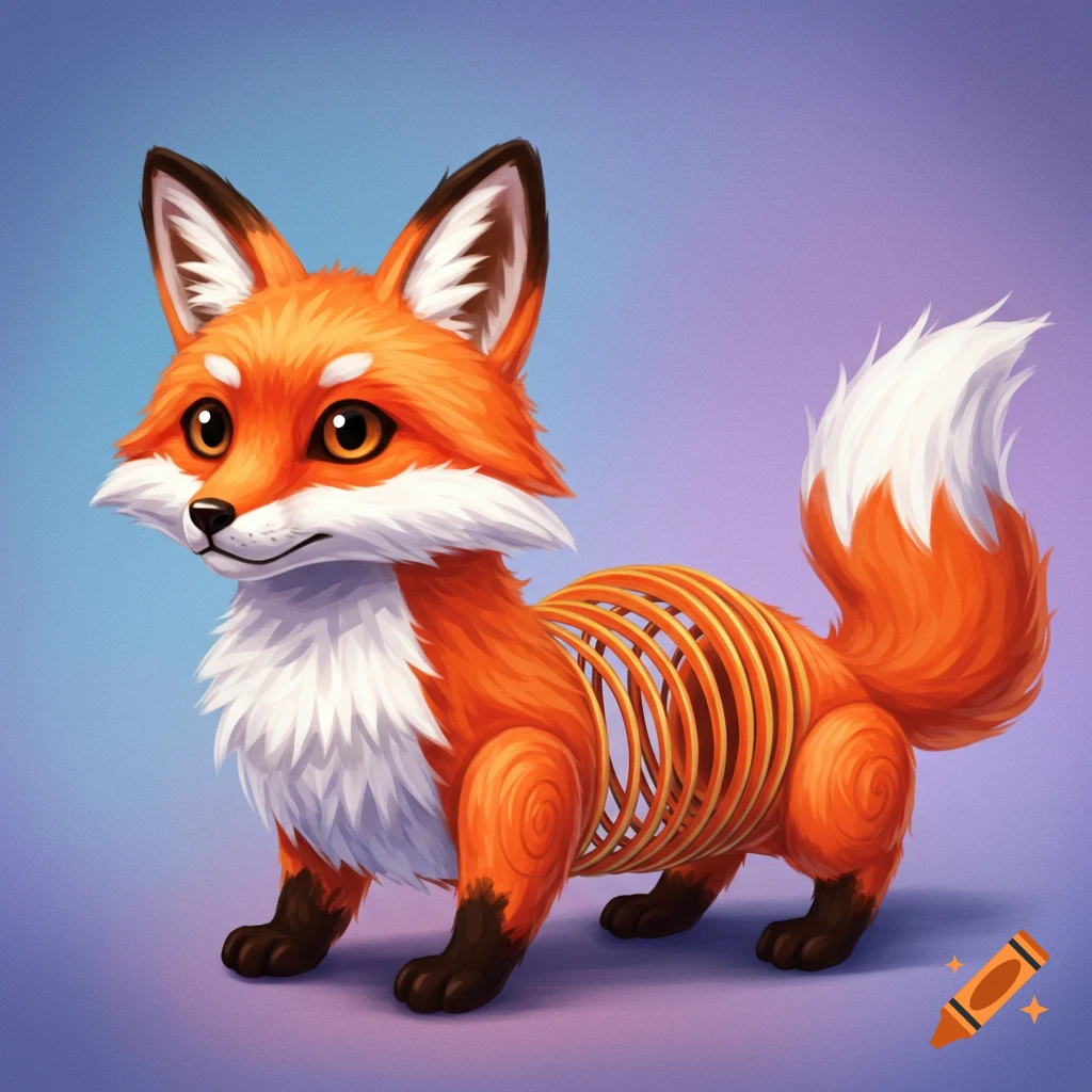 A cartoon fox with a slinky body