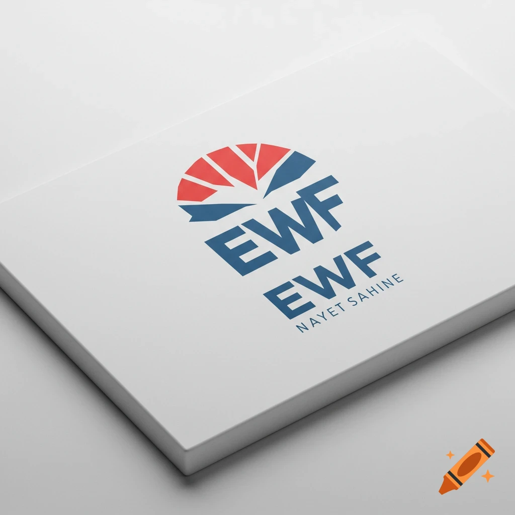 EWF logo mockup on a white card.