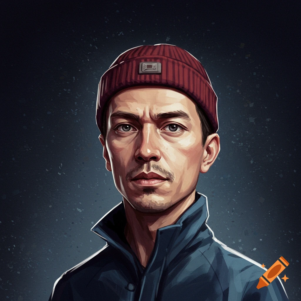 Portrait of a man in a red beanie and blue jacket