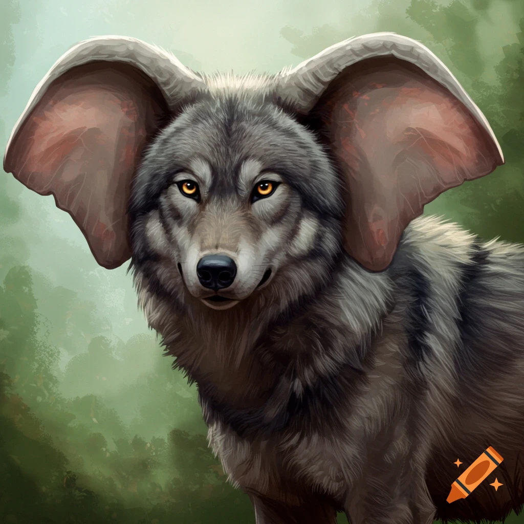 A wolf with large elephant ears.