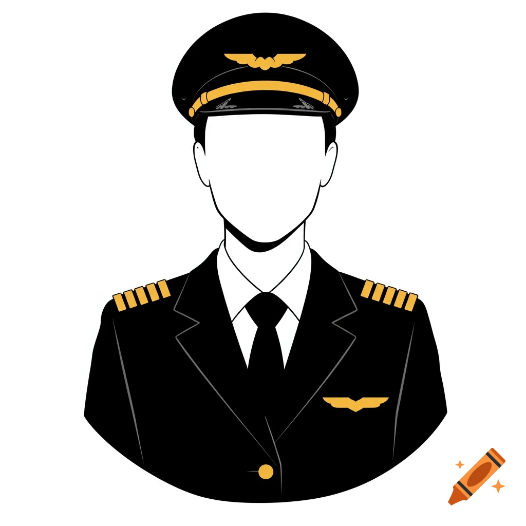 Vector illustration of a pilot in uniform with a blank face and cap.