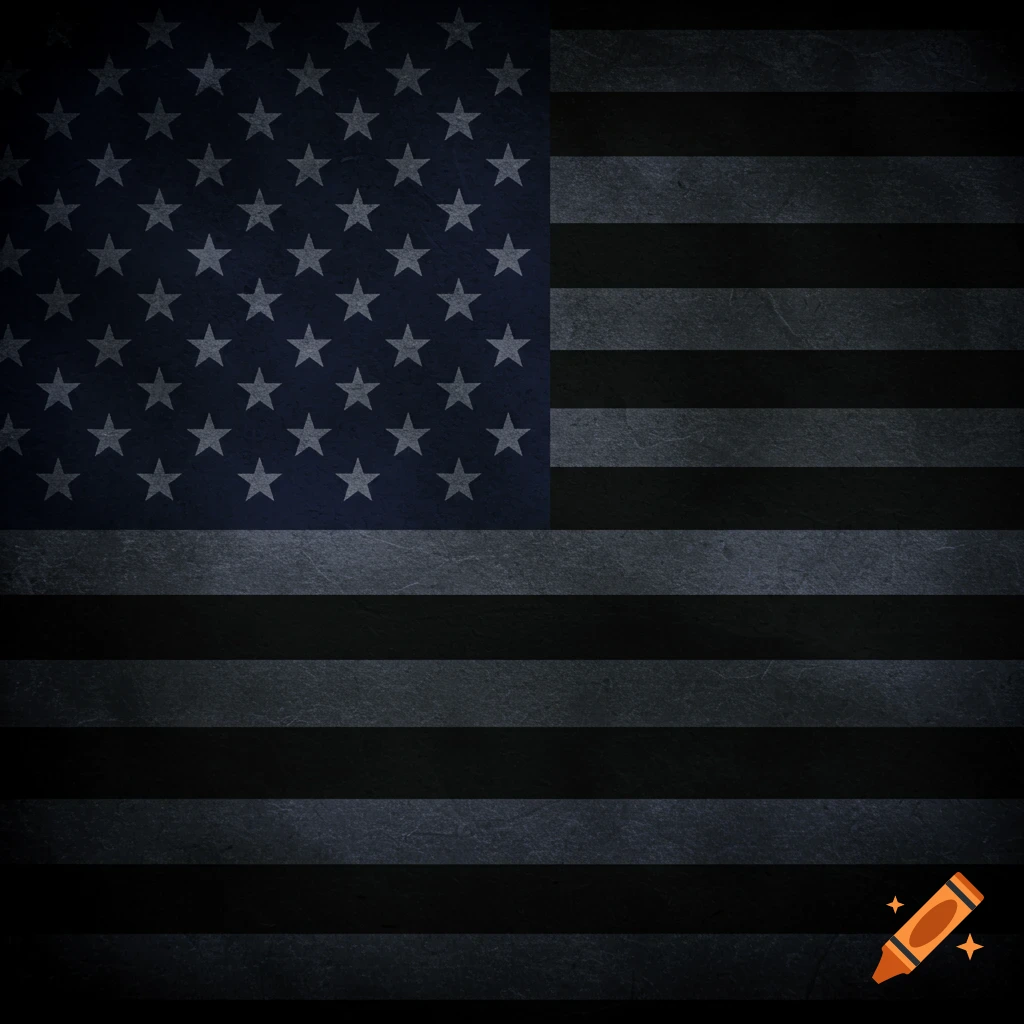 A dark grey and black American flag with a textured, grunge appearance.