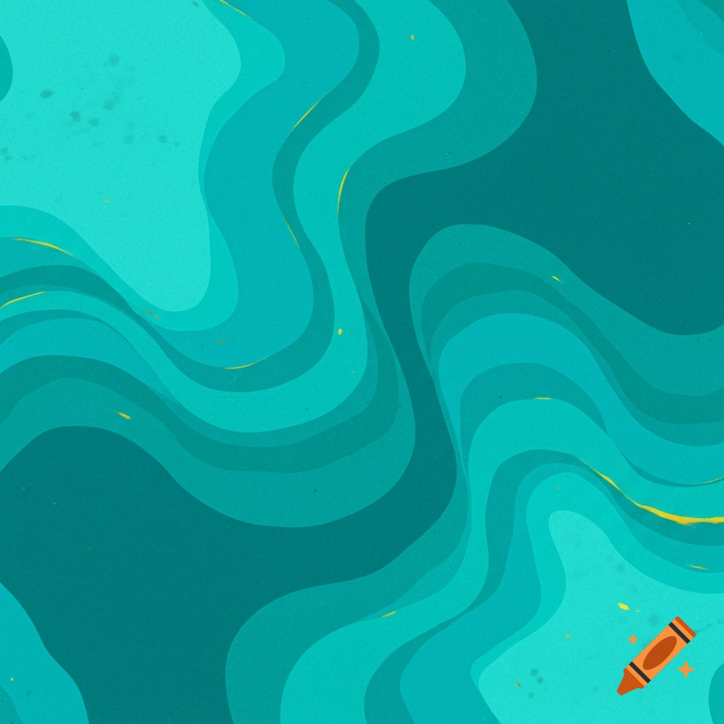 Abstract image of wavy turquoise and teal shapes.