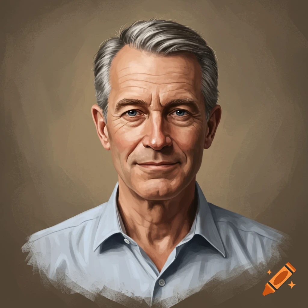 A middle-aged man with gray hair.