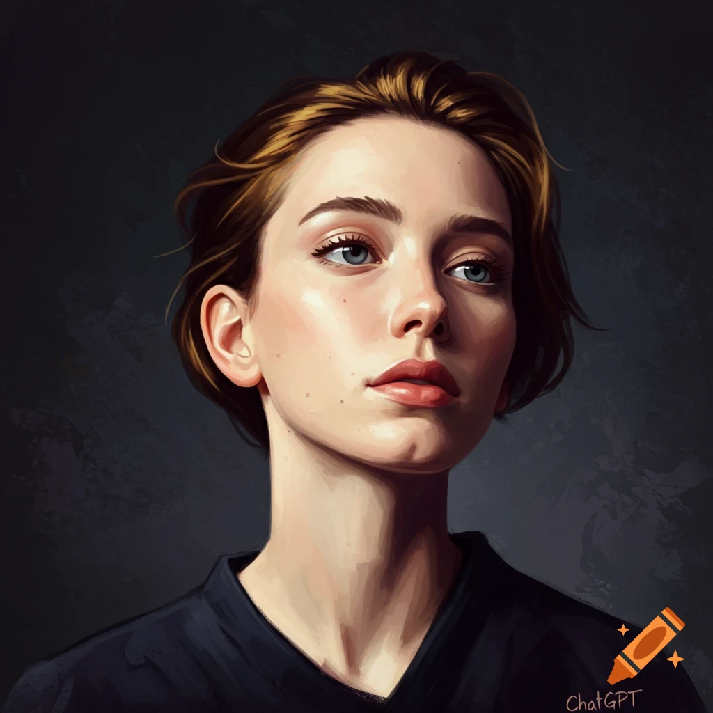Portrait of a young woman looking upwards