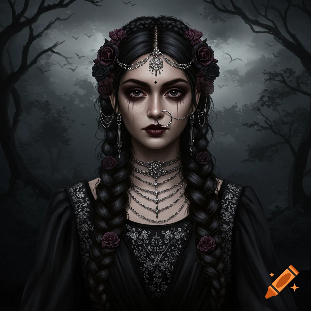gothic woman in a dark forest