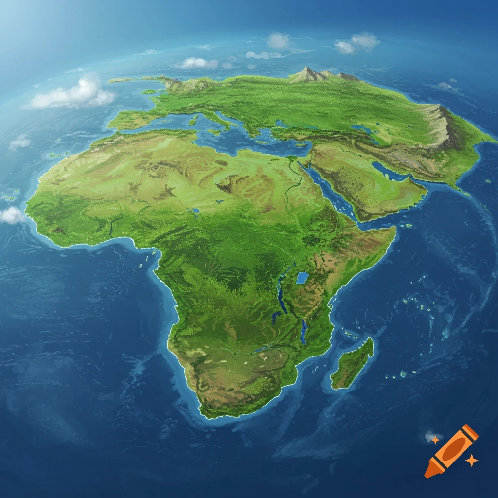 Africa and the Arabian Peninsula from space.