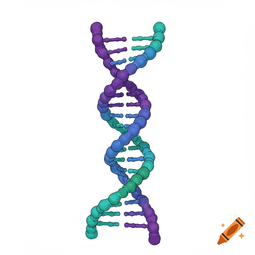 A colorful illustration of a DNA double helix.