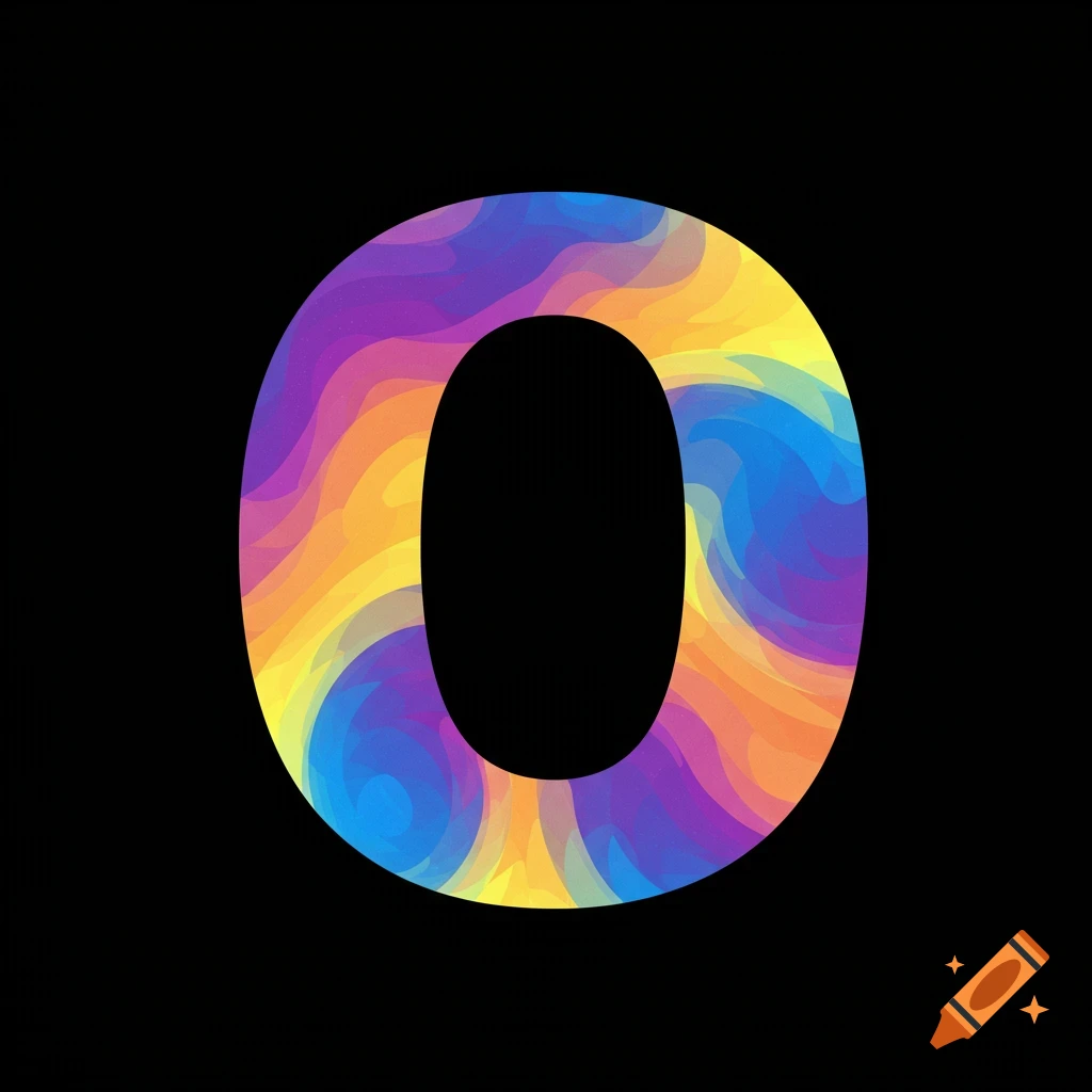 Colorful abstract letter O on a black background.