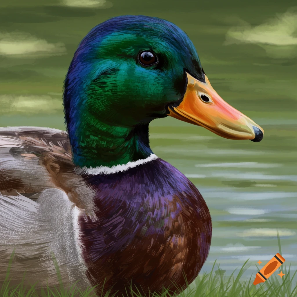 Close-up of a colorful mallard duck