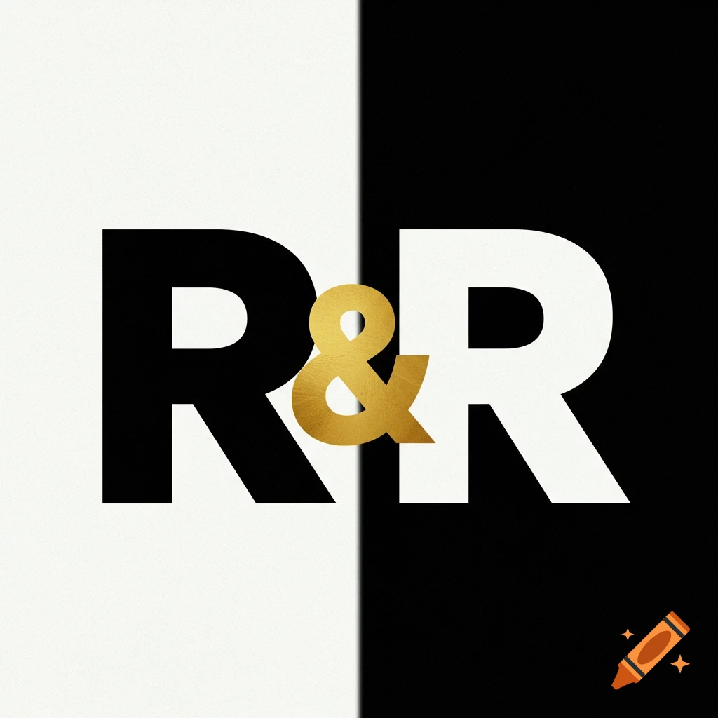 Black and white 'R's with a gold '&' symbol.