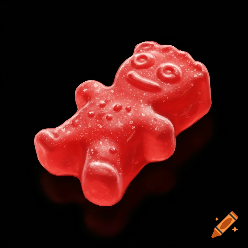 Close-up of a red gummy candy