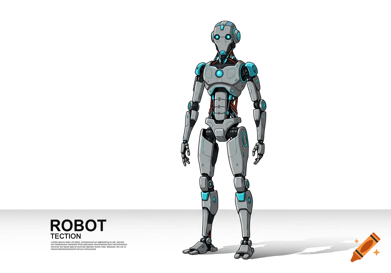 A standing robot in vector graphic style