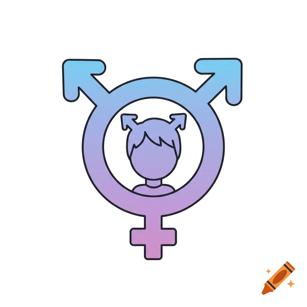 Vector icon of a gender symbol combining male, female, and person icons with a gradient fill.