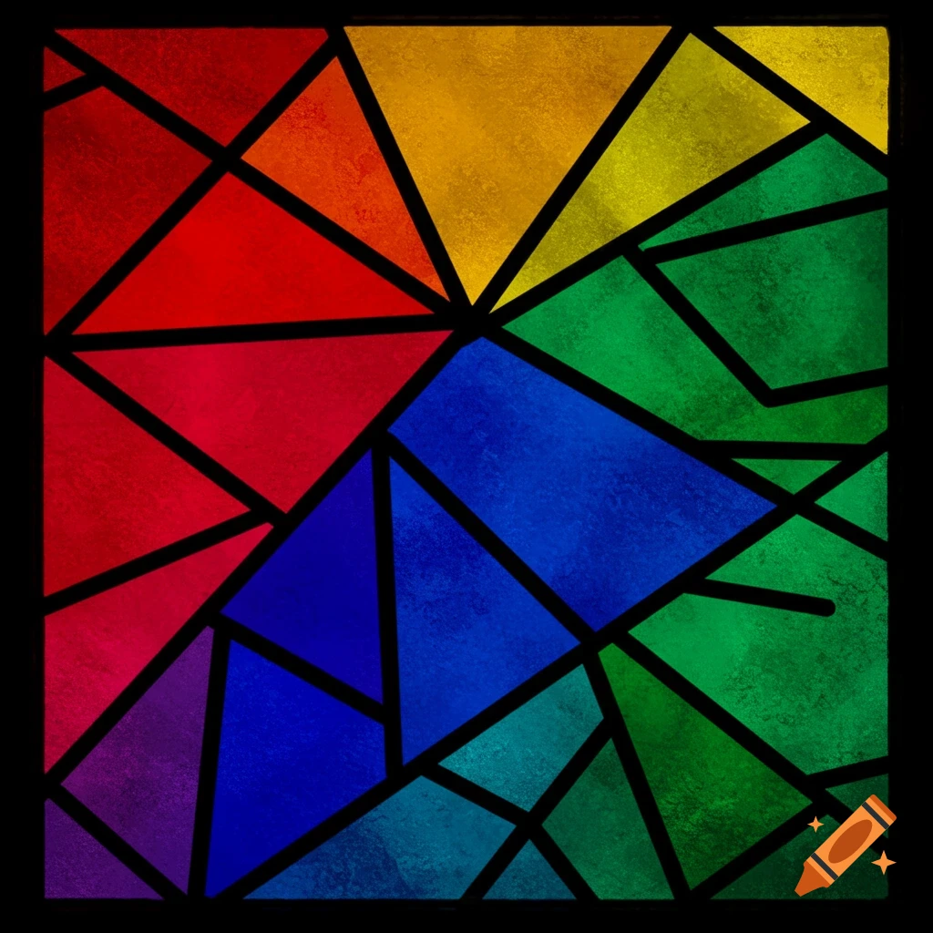 A colorful geometric pattern resembling stained glass.