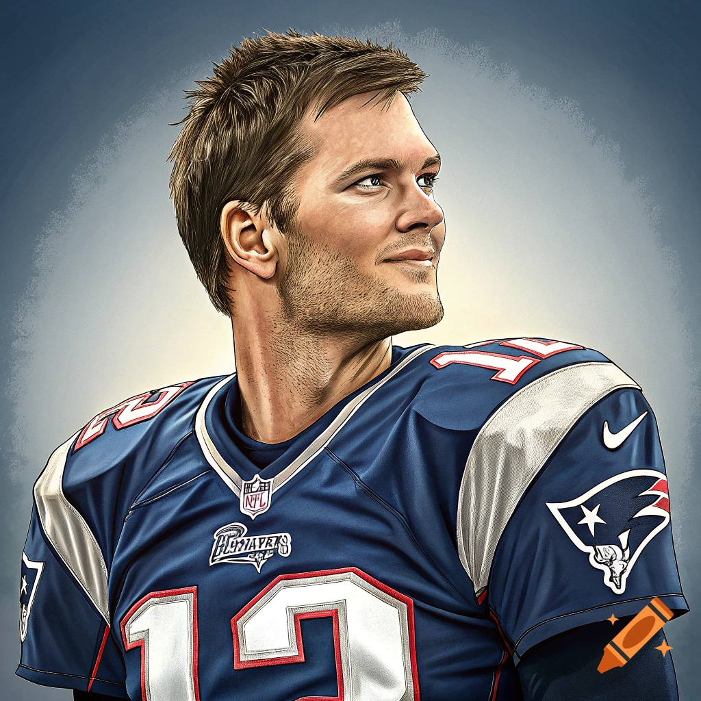 Portrait of Tom Brady in a New England Patriots jersey