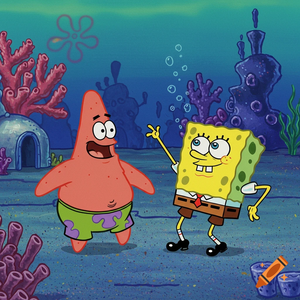 Spongebob and Patrick underwater