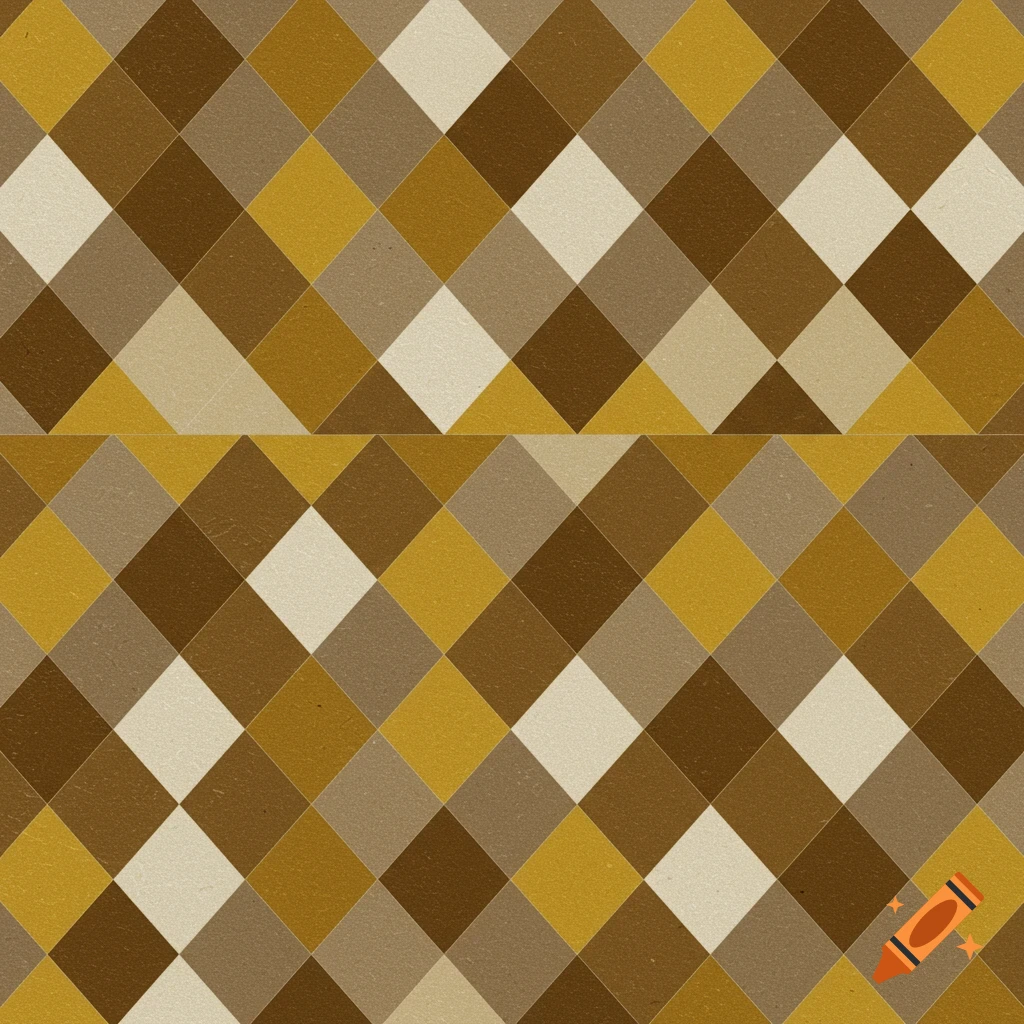 Mid century modern diamond pattern in brown, beige, and gold