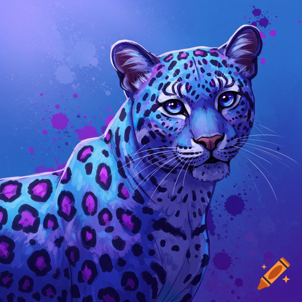 Blue and purple spotted leopard