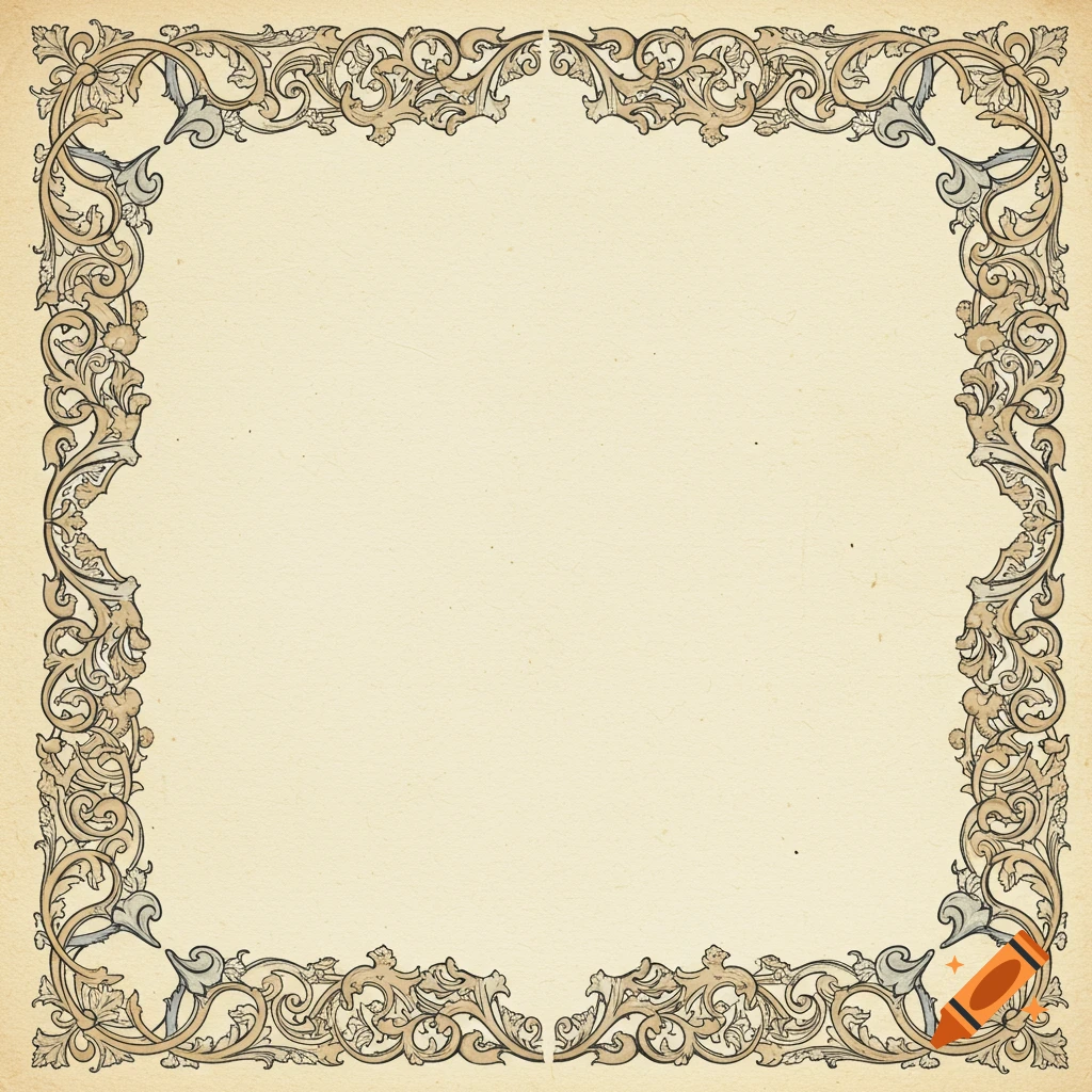 Vintage ornate border design on parchment background