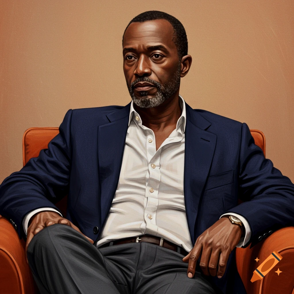 A man in a suit sitting in a chair.