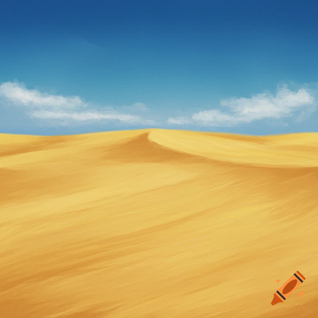Golden sand dunes under a blue sky.