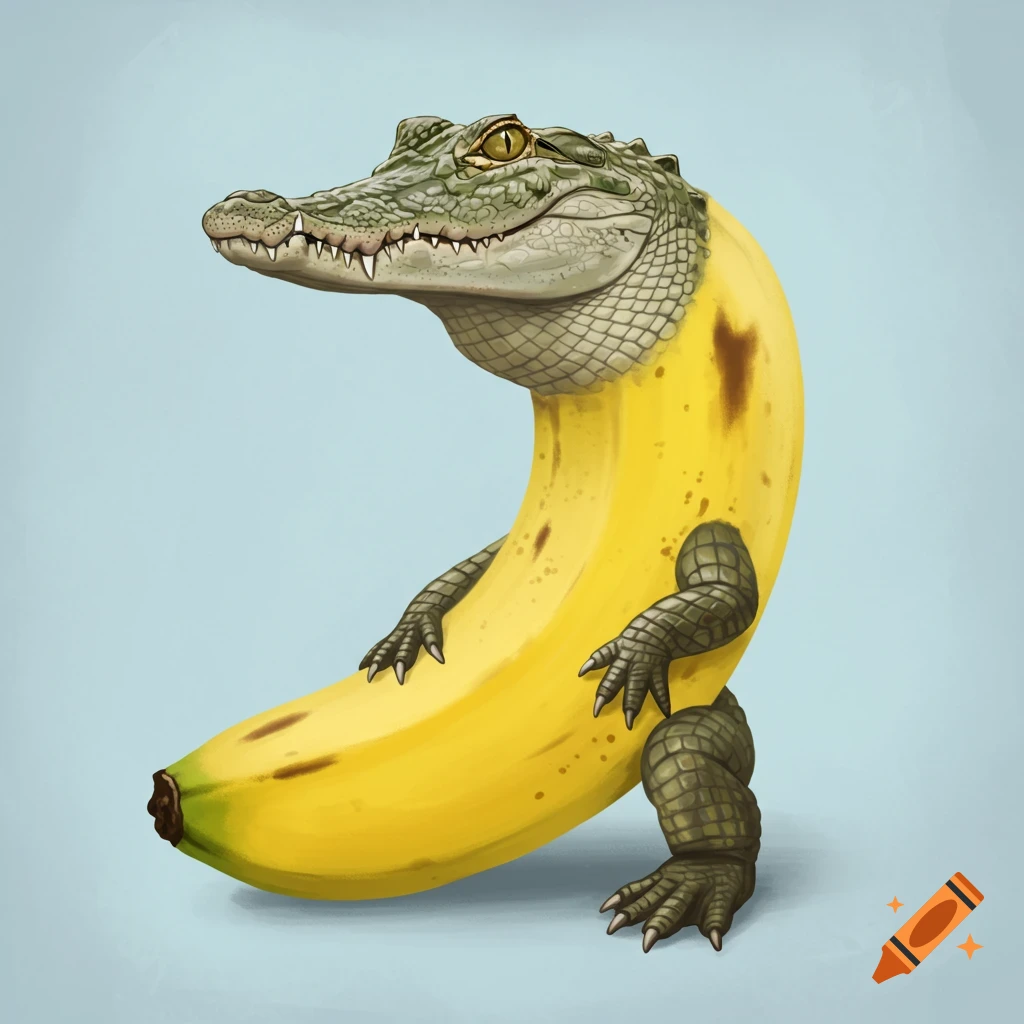 An alligator with a banana body