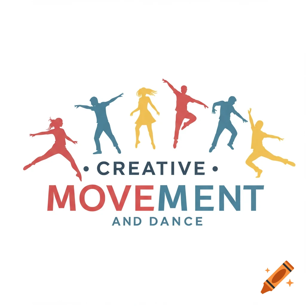 Logo with colorful silhouettes of dancers and the text 'Creative Movement and Dance'