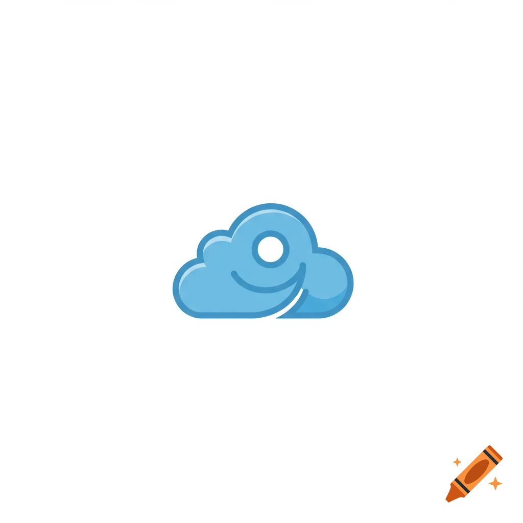 A light blue cloud logo with a smiley face on a white background.