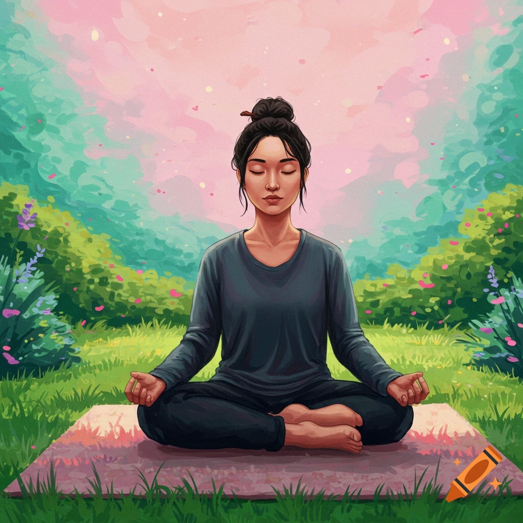 A person meditating outdoors