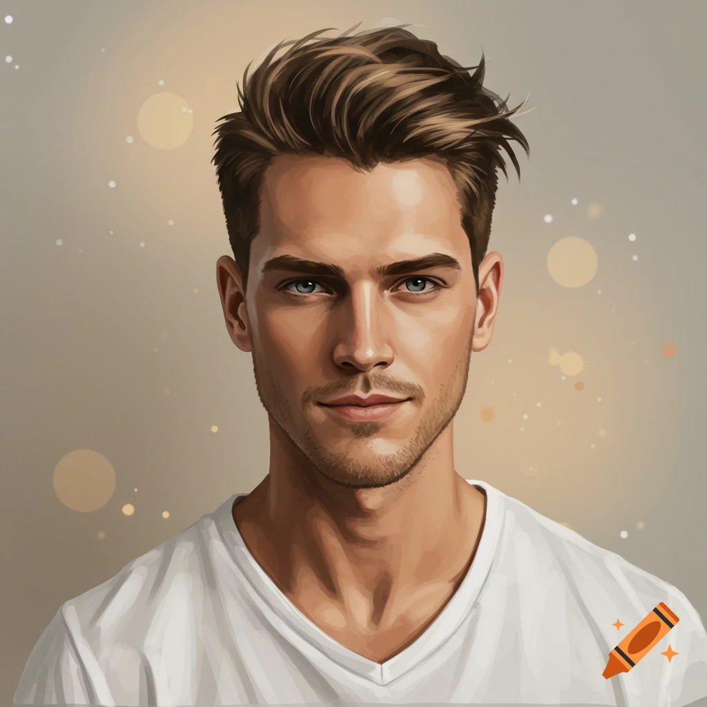 Portrait of a man with short sides and long top hair.