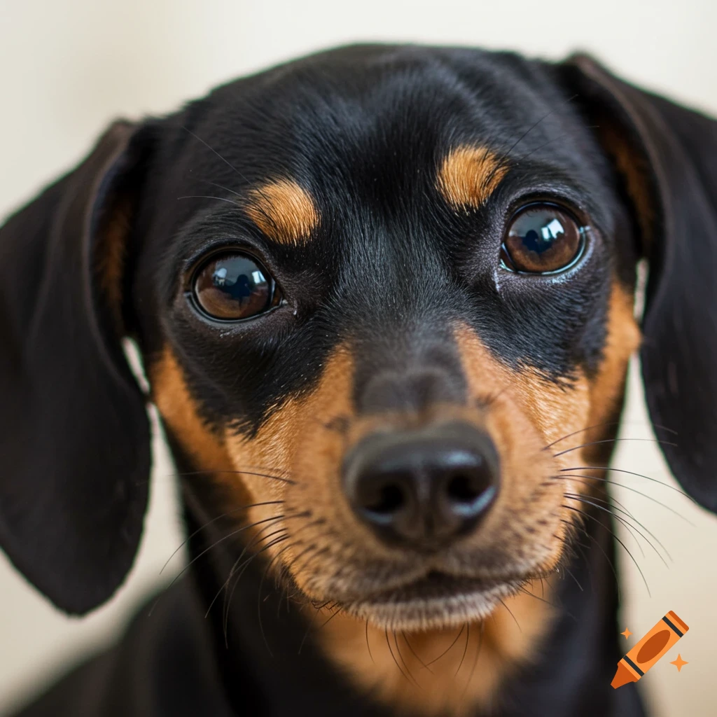 Close-up portrait of a black and tan dog.