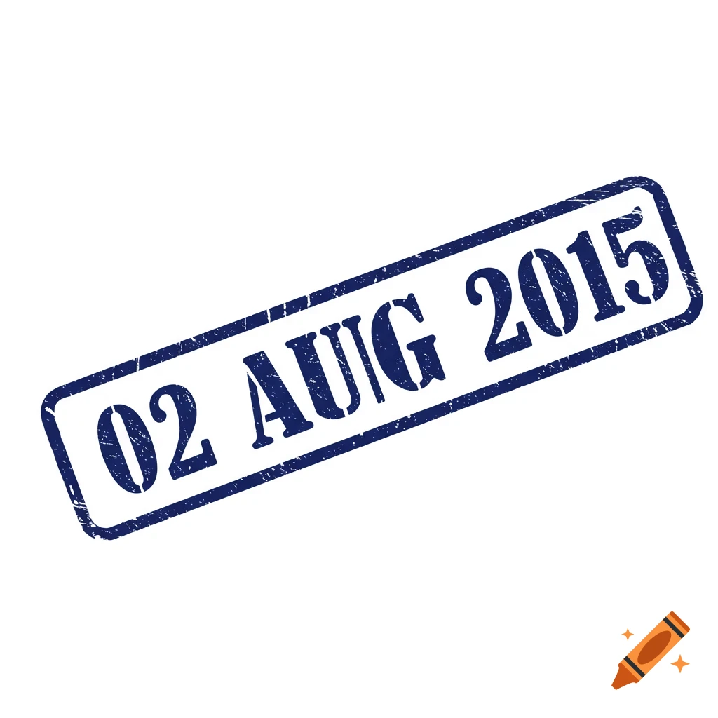 Blue rubber stamp with the date 02 AUG 2015
