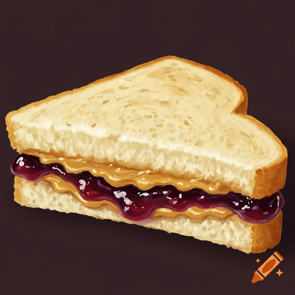 A peanut butter and jelly sandwich