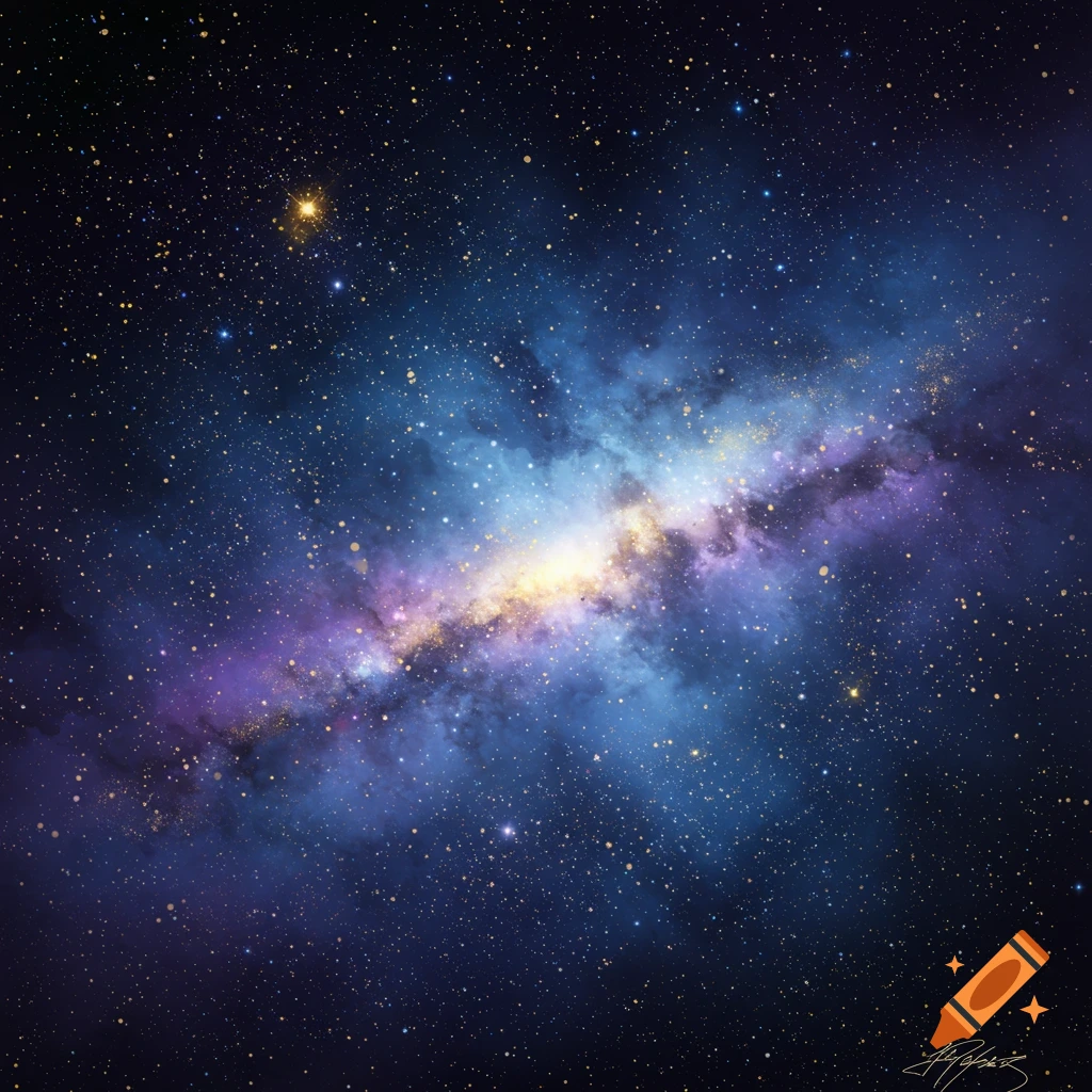 Colorful galaxy and stars in deep space.