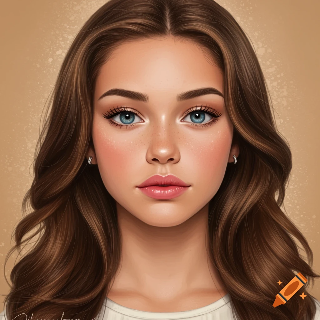 A young woman with brown hair and blue eyes.