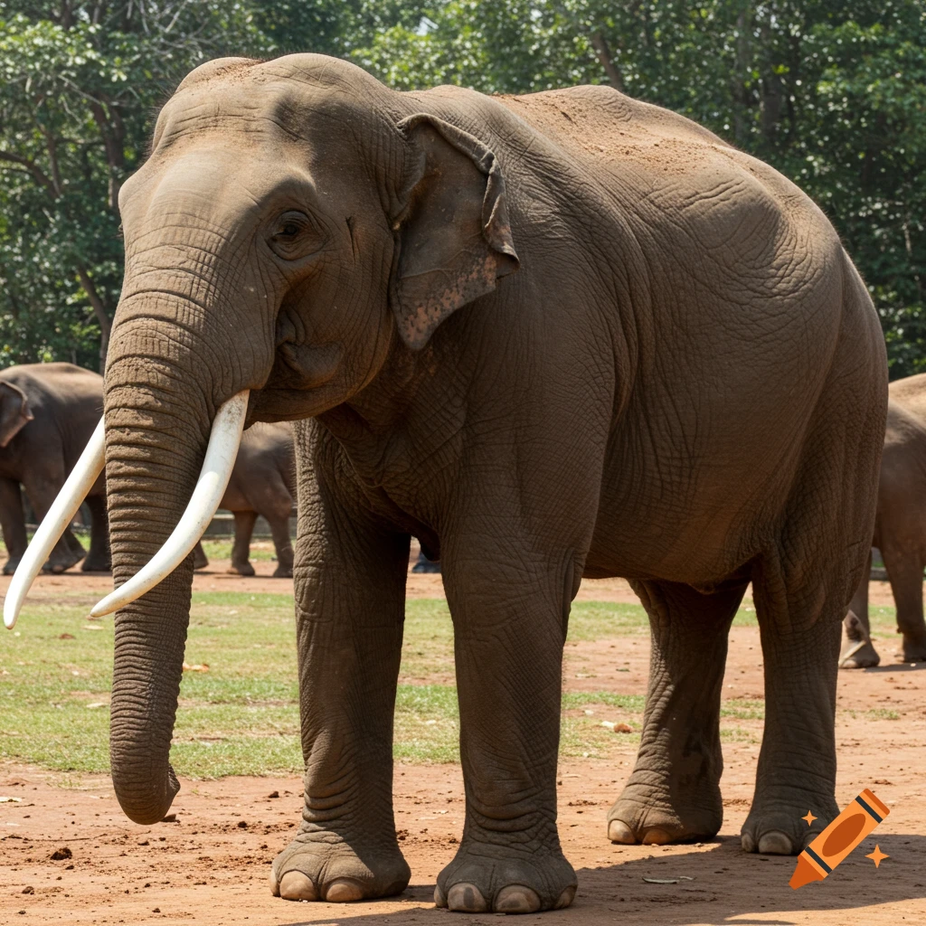 Photorealistic photo of an Indian elephant standing.