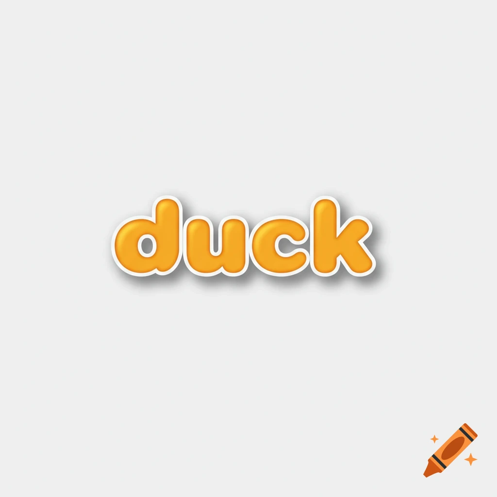 The word duck in an orange bubble font with a drop shadow.