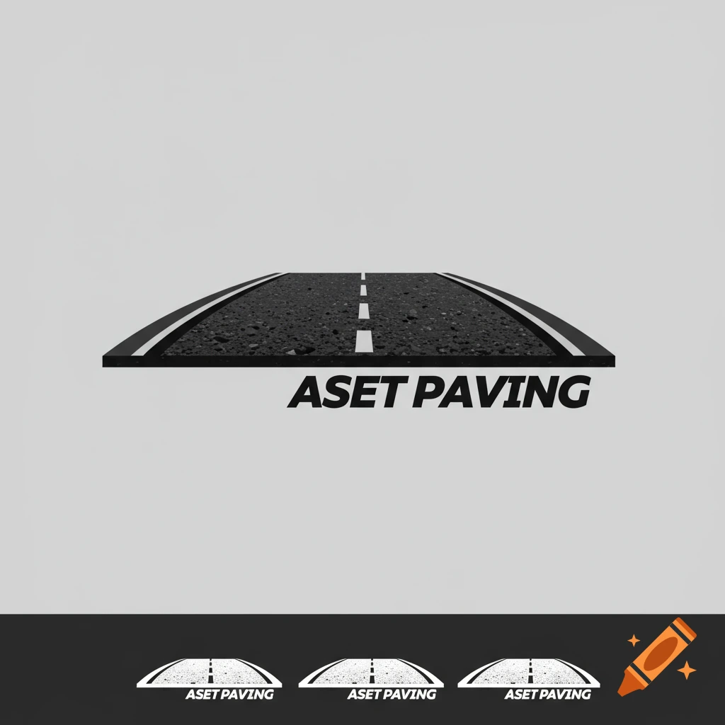 Logo for ASET Paving showing a perspective view of an asphalt road with ...