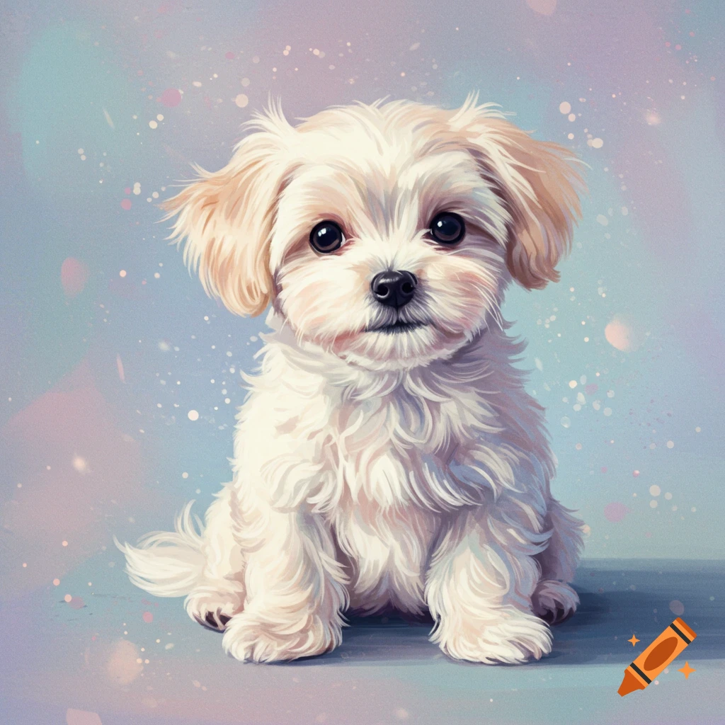 A white fluffy puppy sitting