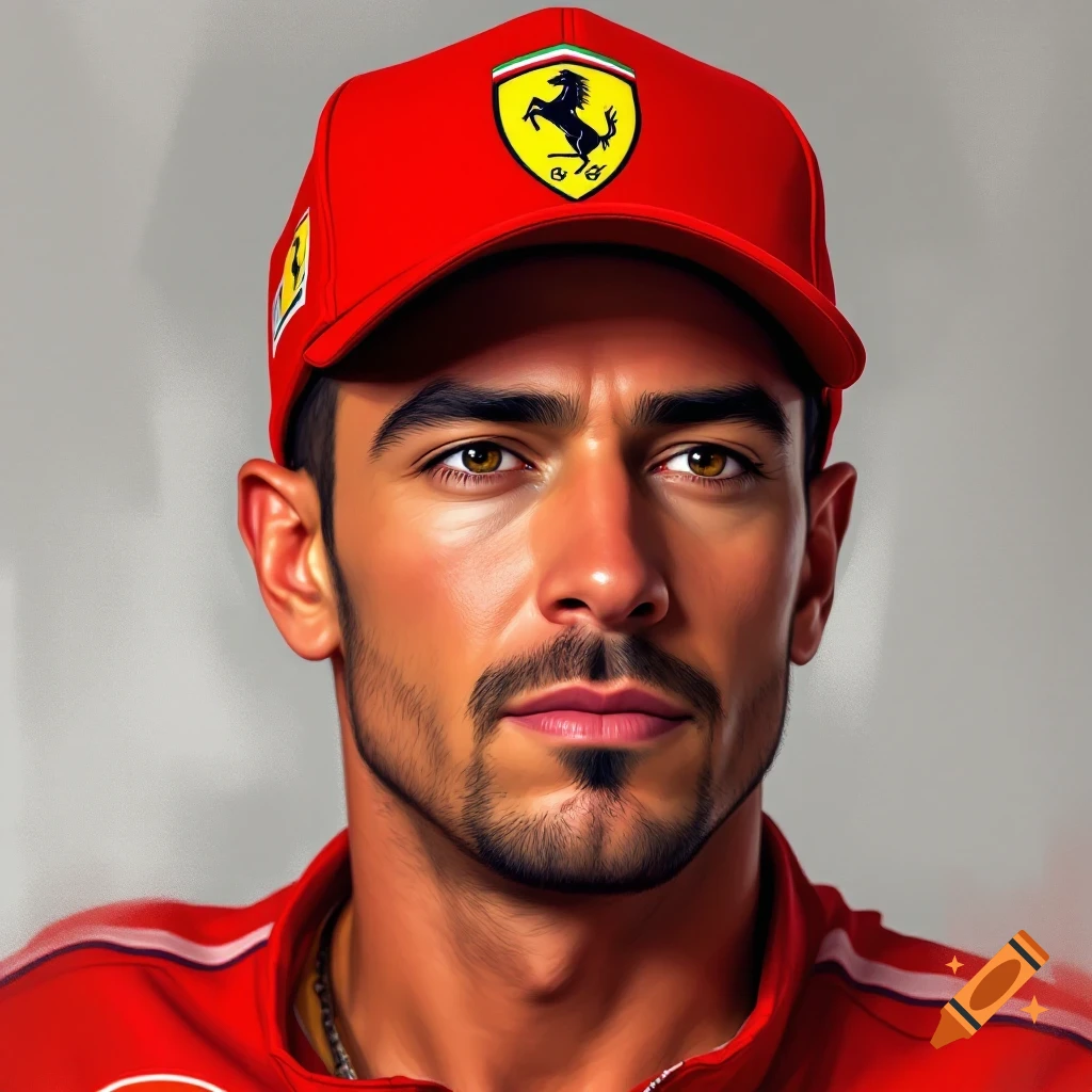 Portrait of a man wearing a red Ferrari baseball cap and jacket, looking forward.