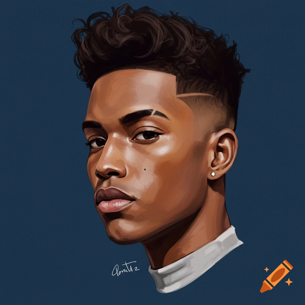 A portrait of a young man with a fade haircut.
