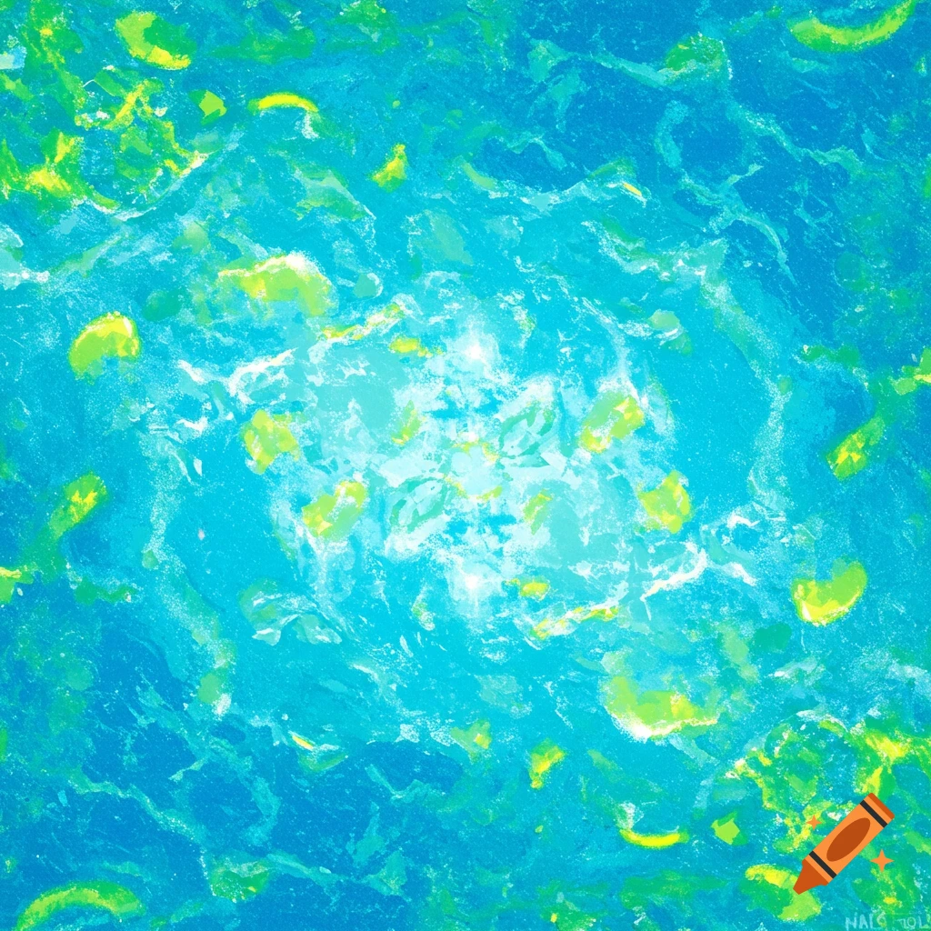 Abstract pattern of swirling blue, green, and yellow liquid or texture.