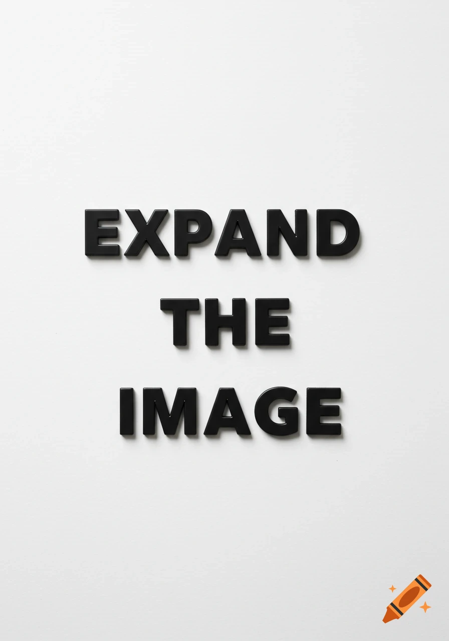 Black 3D text 'EXPAND THE IMAGE' on white background