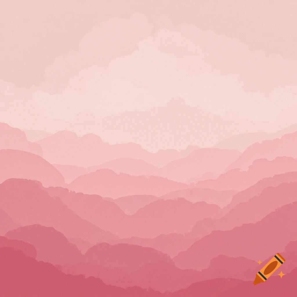 Layered pink mountains with a gradient sky.