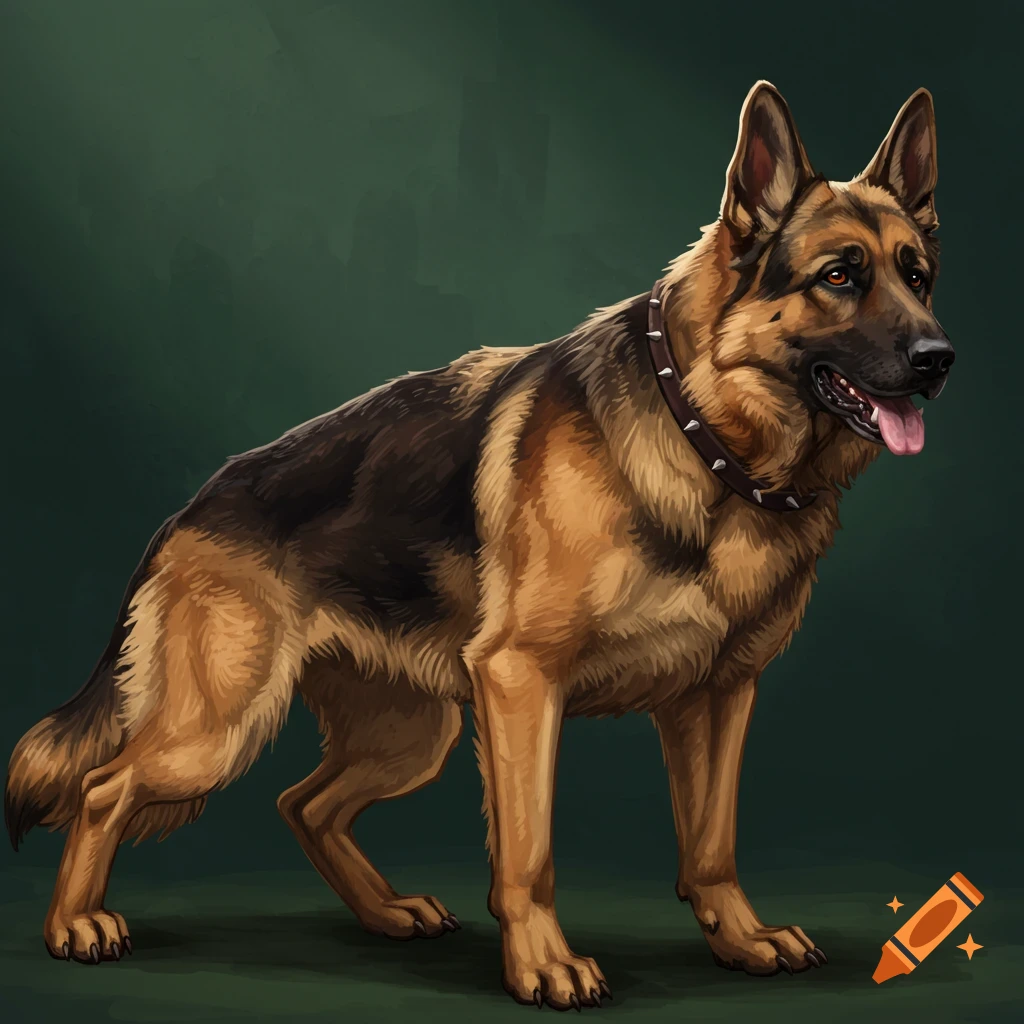 A German Shepherd dog standing.
